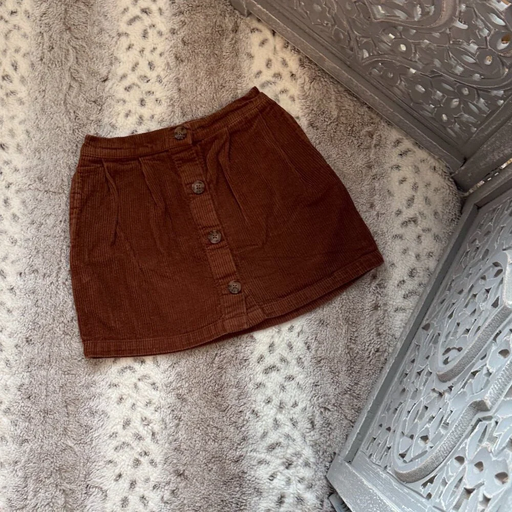 GAP Kids brown corduroy skirt with pockets girls medium preppy gorpcore winter